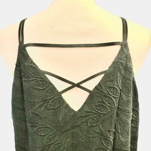 LOFT Sleeveless Embroidered Green Top Size S